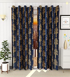 Galaxy Home Decor 1 Piece Tree Printed Curtains for Window 6 Feet, Blue (Blue, 6 Feet (1Pc))