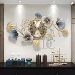 THE DECOR COMPANY Metal Analog Wall Clock - Floral Design with Silent