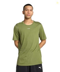 Puma Men Polyester Solid Slim Fit T-Shirt (524924_Olive Green, Small)
