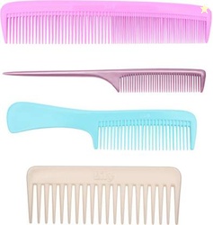 LILY Fine Tooth Rat Tail Wide Teeth Long Handle Dressing Combs Set of