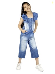 Naughty Ninos Girls Blue Denim Solid Jumpsuit (NN01009DRS_3-4 Years)
