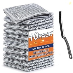 Antson 10 Pack Non-Scratch Wire Dishcloth & Gaps Cleaning Brush, Multi