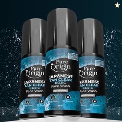 Pure Origin Men's Japanese Tan Clear Kojic (Pack of 3) | Fights Oily Skin & Dullness | Brightening | All Skin Types Face Wash(300 ml)