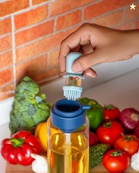 CLAZKIT PLASTIC JAR OIL & LIQUID STORAGE DISPENSER WITH BRUSH | HEAT-R