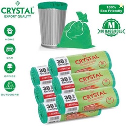 CRYSTAL Biodegradable on Roll 19 x 21 Green - 30 Pcs x 6, Medium 25 L Garbage Bag Pack Of 180(180Bag )