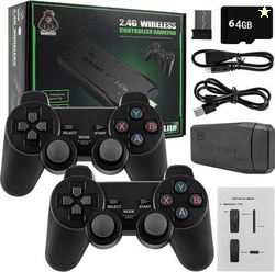 Omphalos Wireless video games for tv gaming, Retro gaming console with Game Stick 64 GB with Old School Station Video Games(Metal Black)
