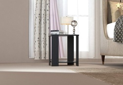MAMTA DECORATION MDF Wood Bedside End Table for Bedroom Living Room Wooden Nightstand Sofa Side Table with Storage Shelf (Wenge Finish), Design 7, Standard (MD-BEDSIDE-04-N)