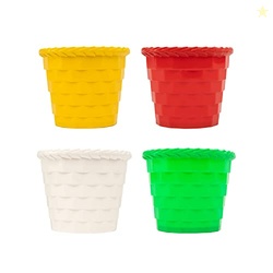 TrustBasket Brick Pot 5 inch Table Top Planter Pot (Pack of 4) | Heavy Duty Plastic Indoor and Outdoor Planter for Home Decor.