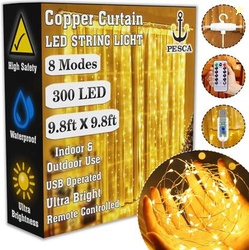 PESCA 300 LEDs 3.66 m Yellow Flickering, Steady String Rice Lights(Pack of 1)