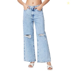 Spykar High Rise Wide-Leg Blue Jeans for Women (Size: 32)-WDBLW1BD255-Light Blue