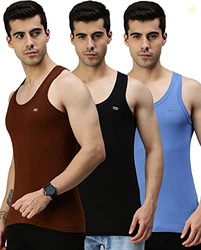 Lux Cozi Men's Cotton Vest (Pack of 3) (8904209871558_COZI_COL_RN_90_Assorted) (Color & Prints May Vary)