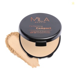 Mila Beaut Perfecting Compact Powder | Natural Matte Finish| Longstay with SPF 15 | Minimized Pores and Finelines | Controls Shine | Lightweight Compact Powder | Shade - (True Beige 16g)