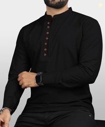 VTEXX Men Solid Cotton Blend Straight Kurta