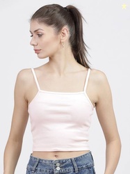Tokyo Talkies Casual Noodle Straps Solid Women Pink Top