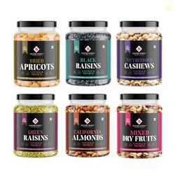 Nature Purfiy Dried Frutis Combo - (Almond, Cashew, Apricot,Black Raisins, Mixed Nuts, Kishmish - 250g Each) - 1 kg