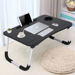 Foxit Smart Multi-Purpose Laptop Table with Dock Stand and Coffee Cup Holder Wood Portable Laptop Table(Finish Color - black)