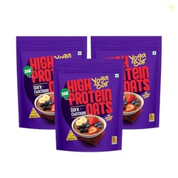 Yogabar 26g High Protein Oats 1kg, Pack of 3 , Dark Chocolate - Breakfast Cereal with Wholegrains, 26% Protein & No added sugar - Oats High Protein for Gym & Weight Management - Premium Protein Blend with Whey Protein Powder - with Goodness of Chia, Sunflower & Pumpkin Seeds & Probiotics for Absorption