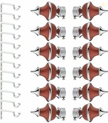 Panthera Silver, Maroon Rod Rail Bracket, Curtain Knobs Metal(Pack of 24)