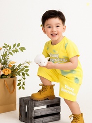 Kidbea Boys Printed Short Sleeves Pure Cotton T-shirt With Shorts