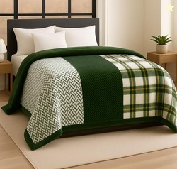 BSB HOME Supersoft Printed Mink Blanket for Heavy Winter  600 GSM Ultra Soft Luxurious Embossed Double Bed Blanket, Warm & Fluffy Cozy for Extreme Cold Weather (Green & White, 230 x 220 Cm, 3.5 Kg)