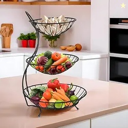 Kuber Industries Metal 3-Layer Basket Organizer for Kitchen - Aalu Pya