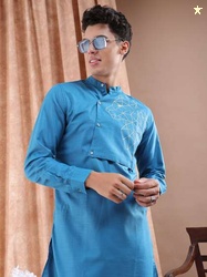 The Indian Garage Co Men Solid Angrakha Kurta