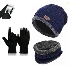 Perpetual Men's Winter Wear Set - Bike Riding Gloves, Stylish Woolen C
