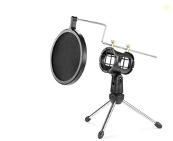 POWERPAK F-9 FOLDABLE DESKTOP MICROPHONE TRIPOD STAND WITH SHOCK MOUNT
