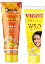VICCO WSO FAIRNESS CREAM 15 GRM + MAGIC GIRL TURMERIC CREAM 50 GRM(65 
