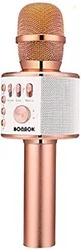 BONAOK Wireless Bluetooth Karaoke Microphone,3-in-1 Portable Handheld Karaoke Mic Speaker Machine Home Party Birthday for All Smartphones PC(Q37 Rose Gold)