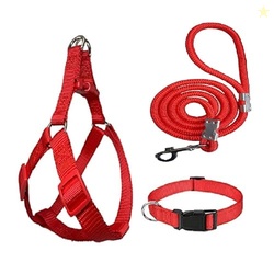 Agirav No Pull Dog Harness - Step in and Leash for Small Medium Large Dog - Escape Proof Adjustable Soft Dog Harness Leash Collar Set for Walking Training Hiking Outdoor (Bright RED)