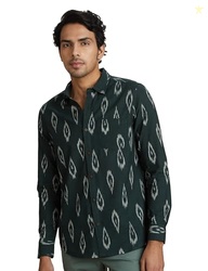 Amazon Brand - Symbol Men's Regular Fit Cotton Ethnic Shirt Leaf Green M