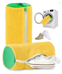 VRPRIME Shoe Washing Machine Bag | Shoe Cleaning and Travel Storage Bags | Reusable Laundry Bag 360 Cleaning for Sneakers, Delicates, Toys | Washer & Dryer Use (Yellow)