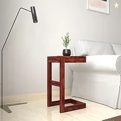 Amazon Brand - Solimo Jammy Solid Sheesham Wood C-Shape Sofa End Table (Honey Finish)