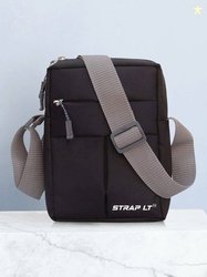 Straplt Black Men & Women Sling Bag - Medium Cross Body Messenger for Men & Women