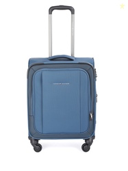 Tommy Hilfiger Unisex Teal Blue Soft 4 Wheels 360-Degree Rotation Cabin Trolley Bag-50L