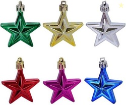 PopTheParty Shimmering Hanging Stars  Bright & Sparkling Christmas Tree Decoration Hanging Ornaments Pack of 6