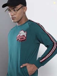 The Indian Garage Co Men Teal Printed Sweatshirt