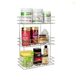 Stainless Steel Multipurpose Storage Rack Wall Mount Holder for Store a Bathroom Accessories, and Kitchen Tools (3 Shelf)
