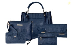 Bagsy Malone Women's Handbag (Set of 5, Croco Blue)