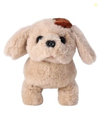 AAROHI TOYS Interactive Walking Barking Puppy Toy in Mud Brown  Battery Operated Pet Toy with Realistic Barking Sounds, Lightweight & Portable, Soft Plush, for Kids Age 3, Pack of 1