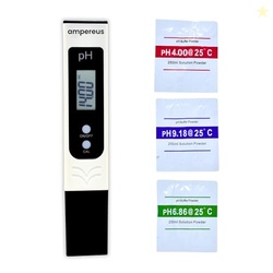 AMPEREUS Auto pH Meter White | Water Quality Tester for Home, RO, Aquarium & More | Accurate Water Purity, pH Level & TDS Checker for Reliable Testing