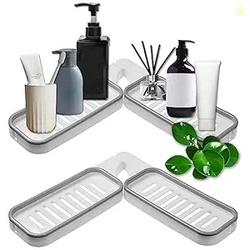 JIALTO 1 Pcs Foldable Corner Shelf, No Drilling Adhesive Bathroom Organiser, Punchless Bathroom Corner Frame, Storage Soap Holders Rack for Bathroom Organiser Without Drill Grey
