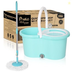 Pivalo Bucket Quick Spin Mop with 2 Microfiber Wet Dry Mophead Floor Cleaning pocha Extendable Handle Removable Wringer 360 Floor Cleaner Mopping Set (Random Colour)