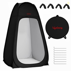 Lifelong Polyester Pop Up Tent for Camping - Dress Changing with Portable Foldable Cloth Outdoor Bathroom Tent, Camp Toilet Rain Shelter, Height 7Ft-(Black 1 Person)
