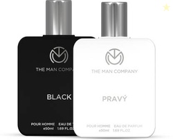 THE MAN COMPANY Black with Pravy Perfume Combo 2 x 50ml | Long-Lasting Fragrance for Men | Men's Perfume - 100 ml(For Men)