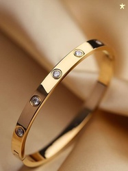 Royatto Stainless Steel Cubic Zirconia Gold-plated Bracelet