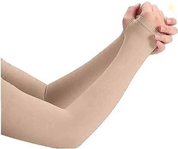 jeniry Nylon Arm Sleeve For Men & Women(Free, Beige)
