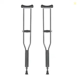 Vissco Astra Under Arm Crutches Aluminium, Crutches for those Physically Chalenged With Adjustable Elbow Support, PVC grip Handle, Light Weight & Height Adjustable,Walking Stick (1 Pair)-Medium (Grey)