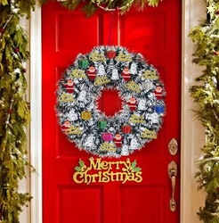 TIED RIBBONS Christmas Wreath for Door House Office & Restaurants Decorations with Merry Christmas Tag (Large Size) Wreath Pack of 1